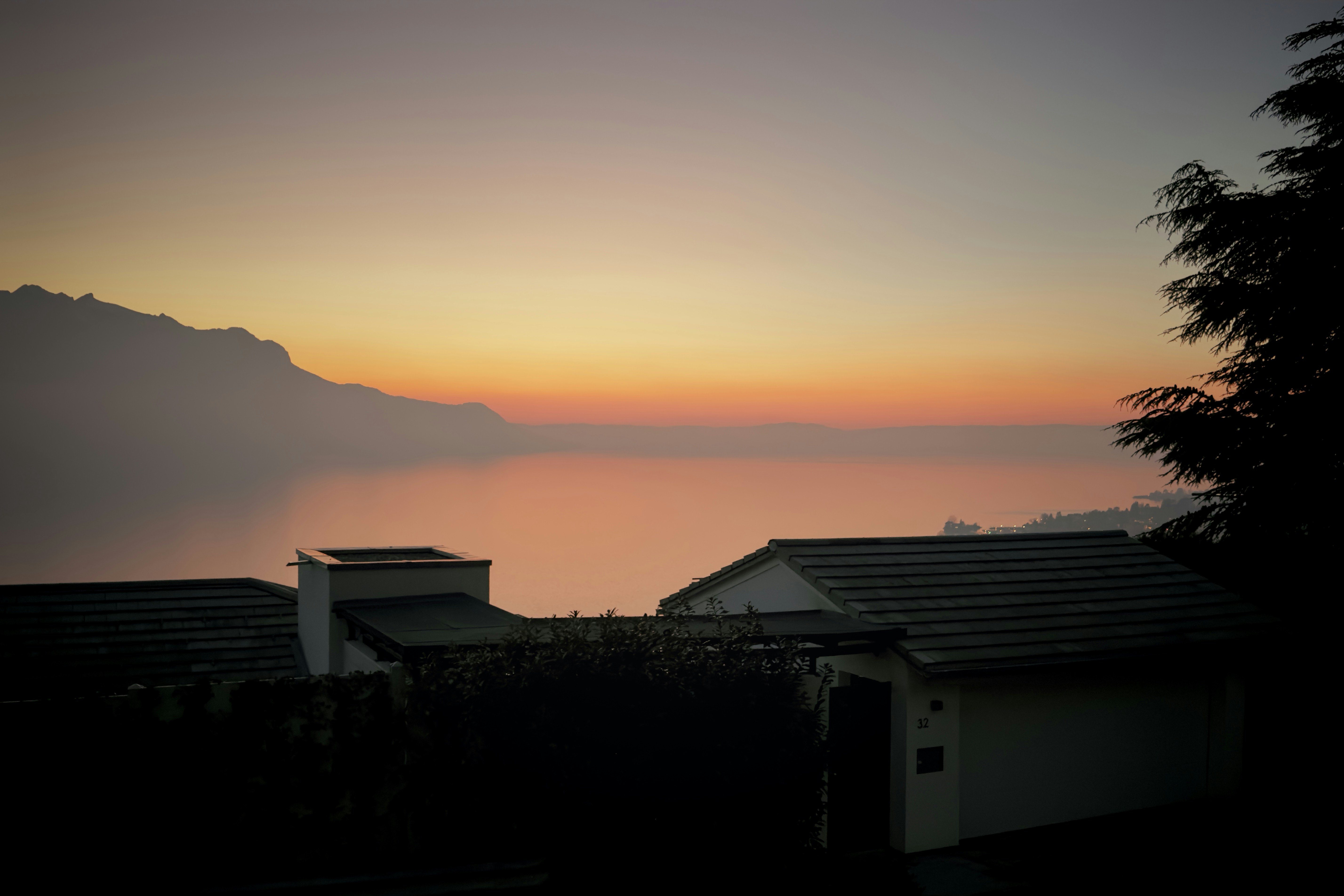 A view of a sunset over a body of water