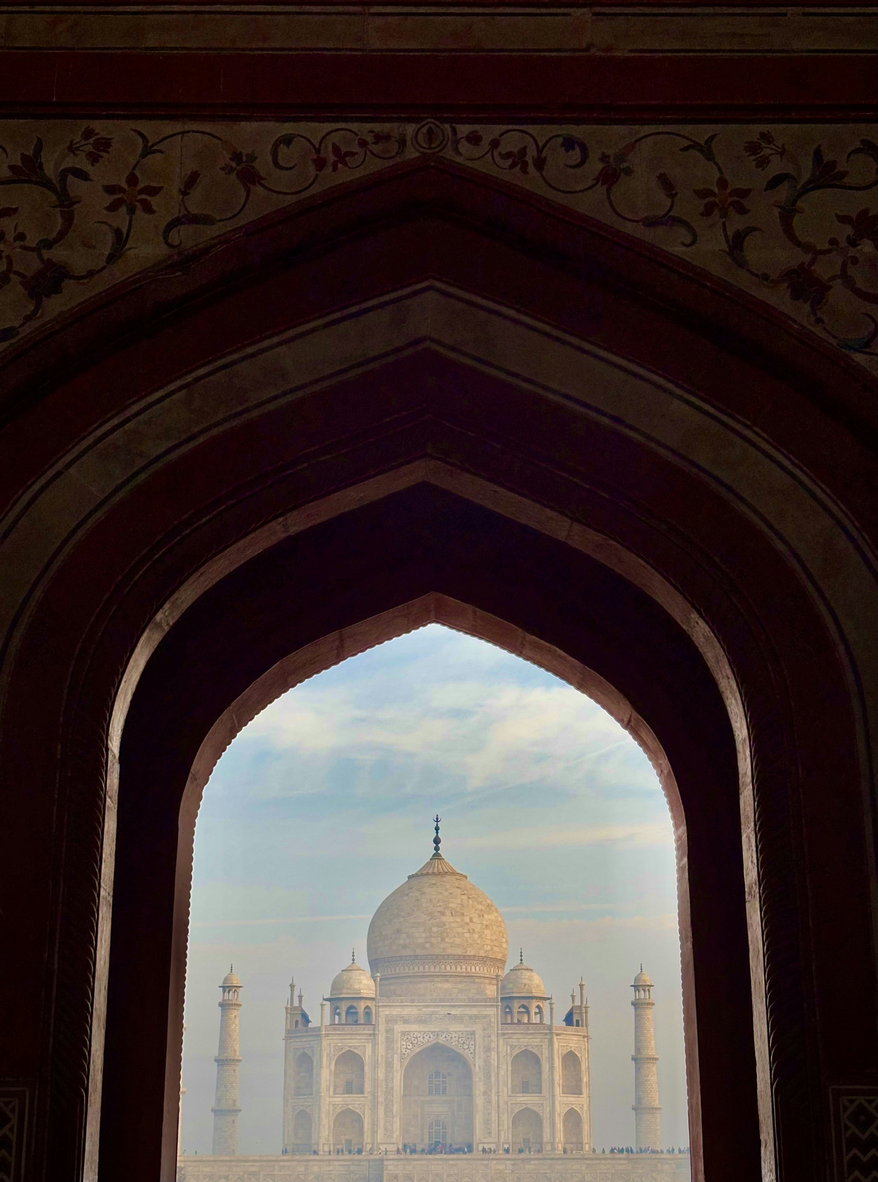 A view of the tajwa from inside a building