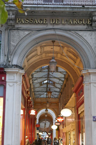 The entrance to the passage of a building