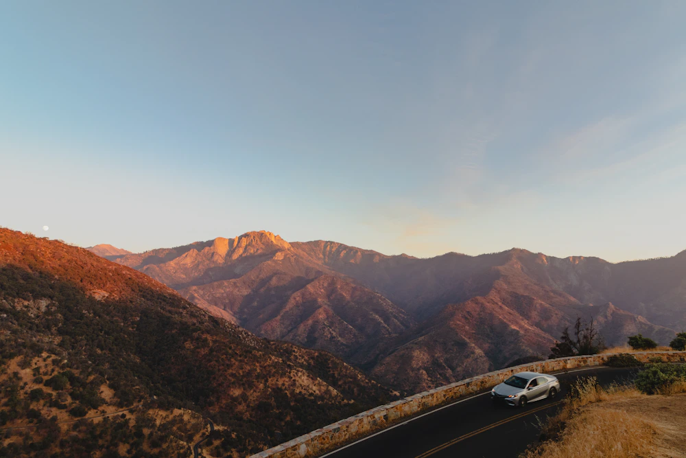 Private car on a scenic road