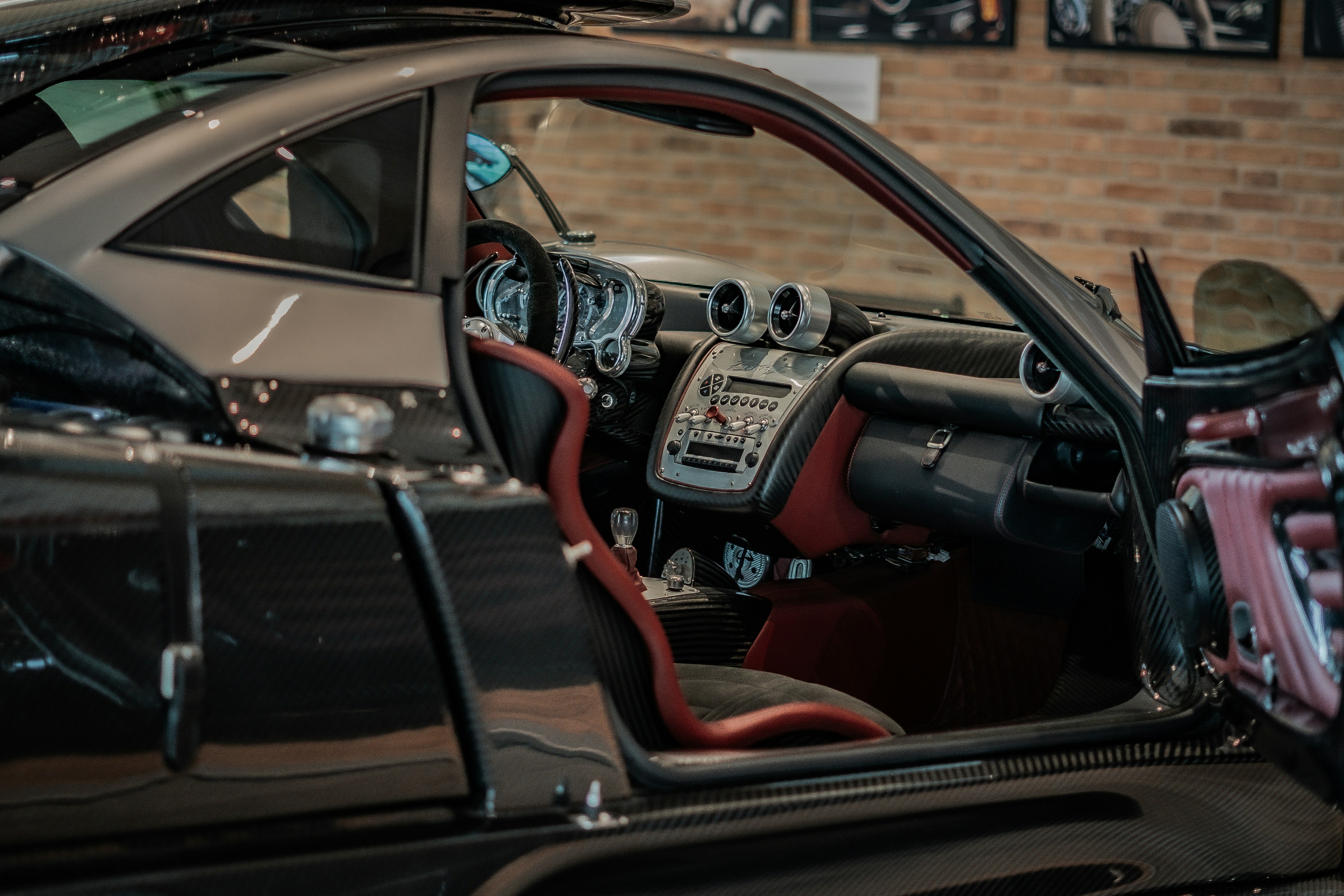 The interior of a car with the door open