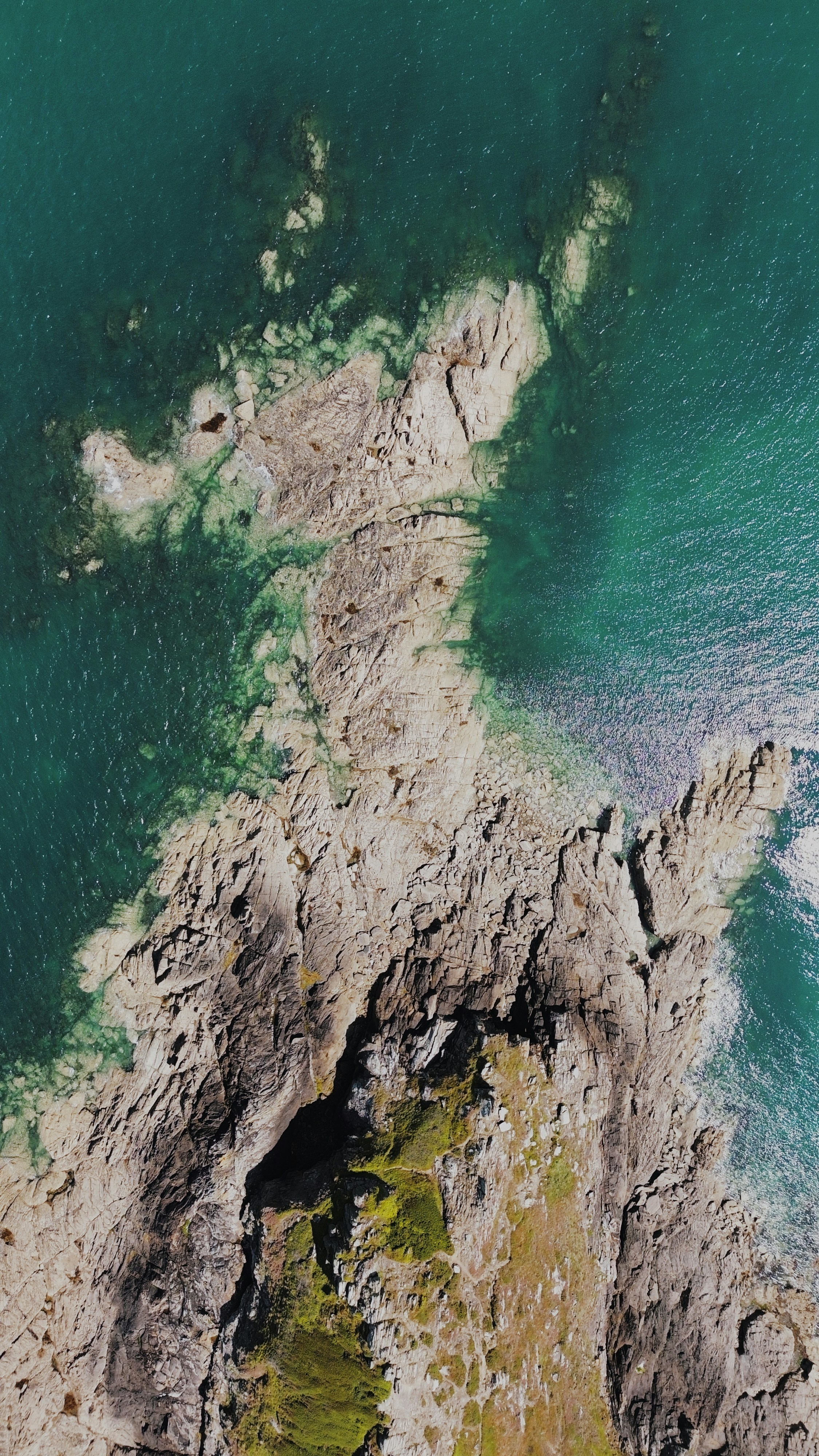 An aerial view of a large body of water