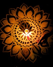 A person holding a lit candle in their hand