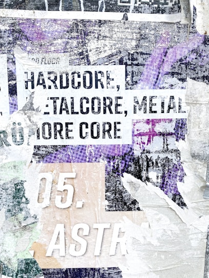 A collage of various signs and words on a wall