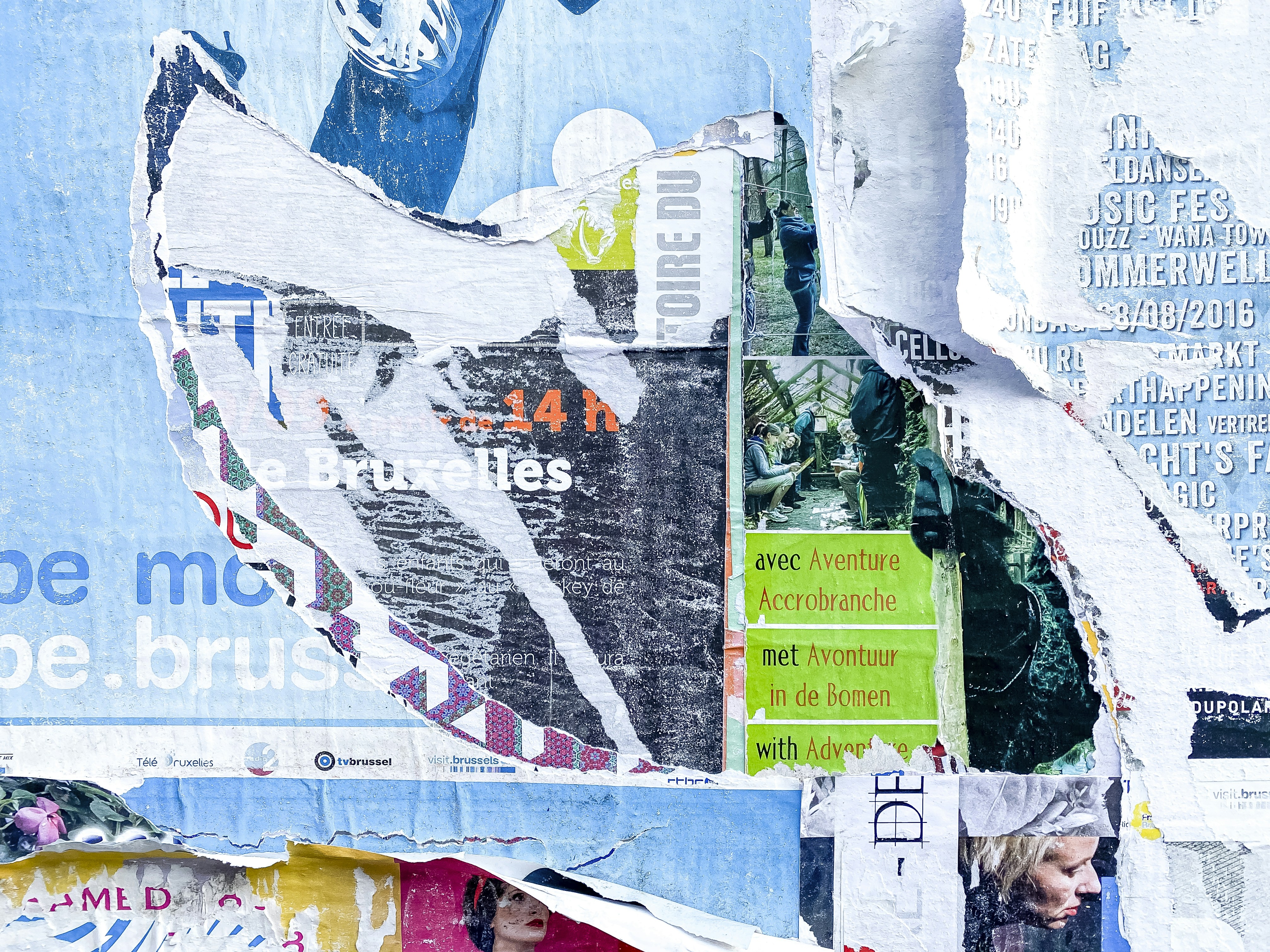 A collage of photos and papers with a woman in the middle