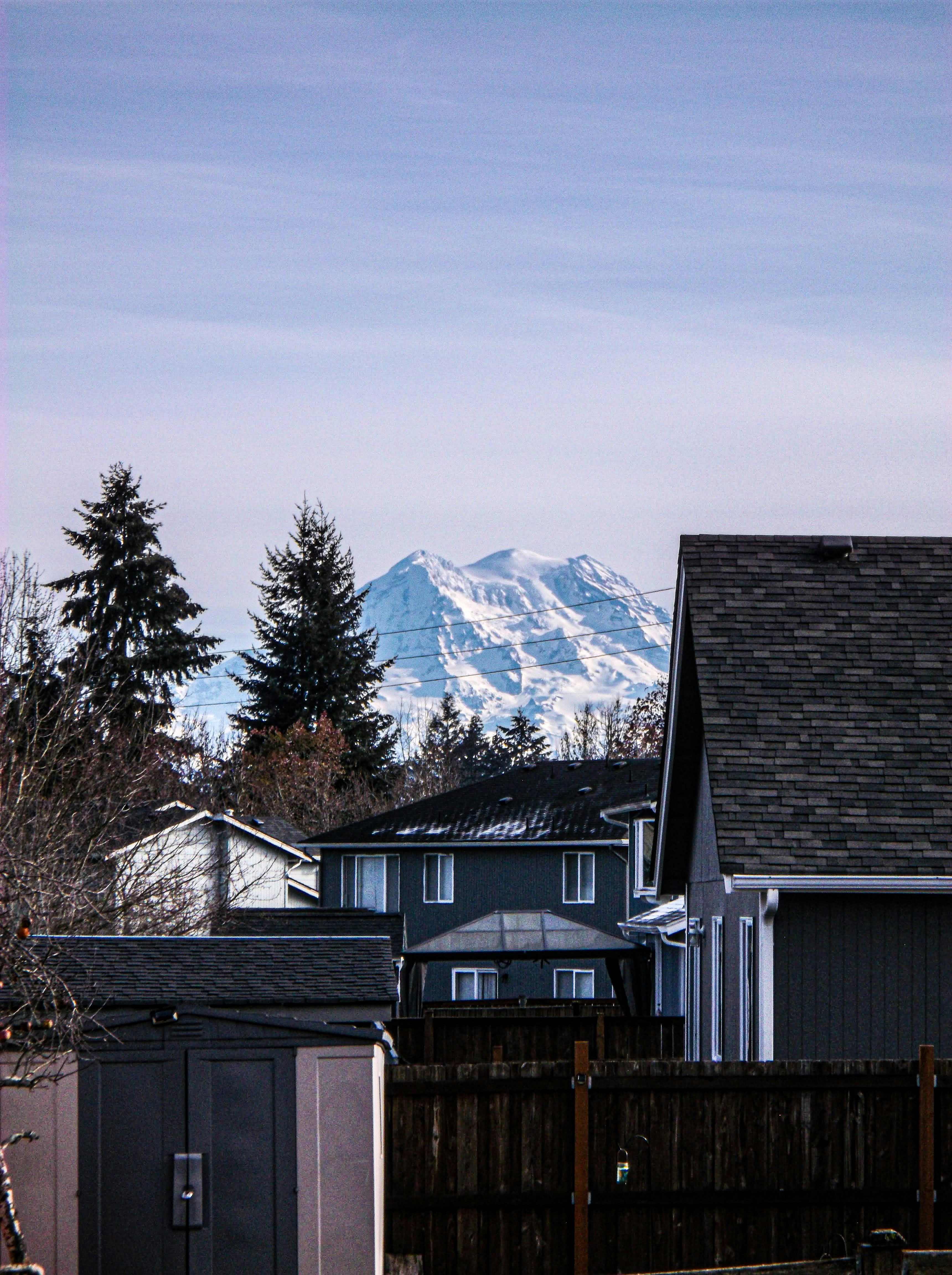 A view of a snow covered mountain in the distance photo – Free Yelm ...