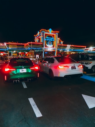 A parking lot filled with lots of parked cars