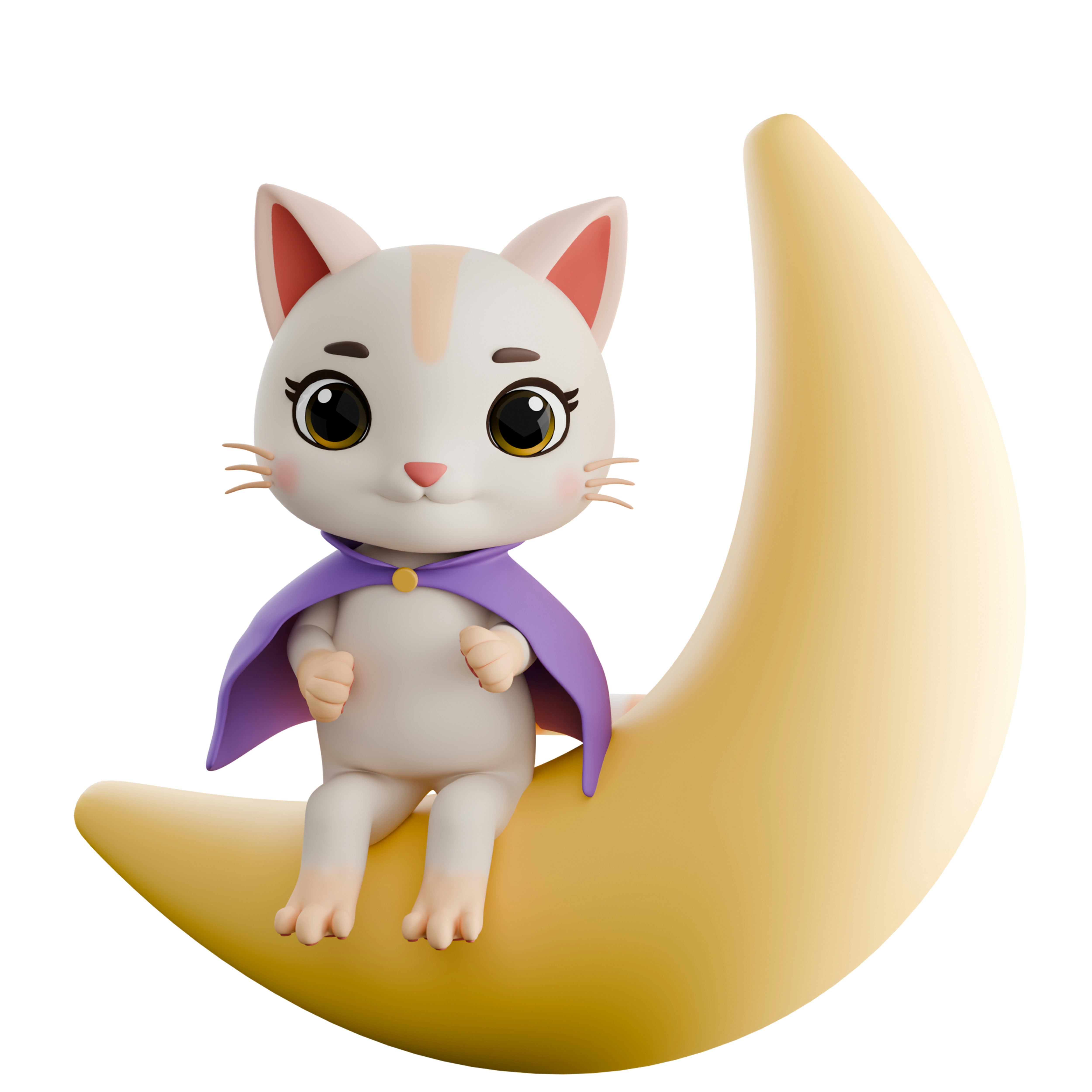 Un chat blanc assis au sommet d’une demi-lune