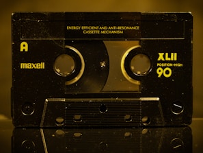 A close up of a tape recorder on a table