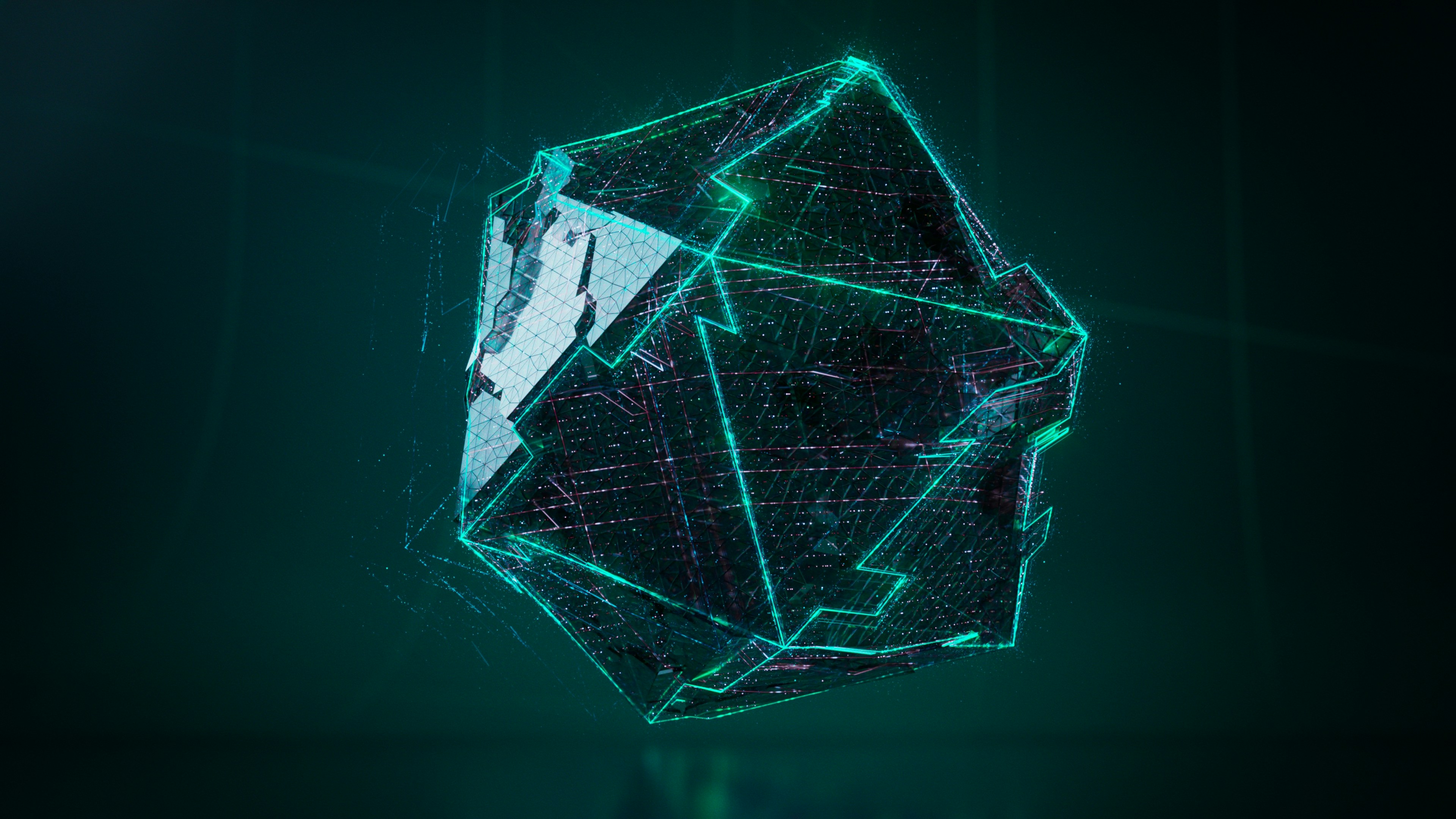 Abstract glitch art geometric 3d figure.