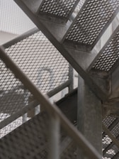 A close up of a metal stair case