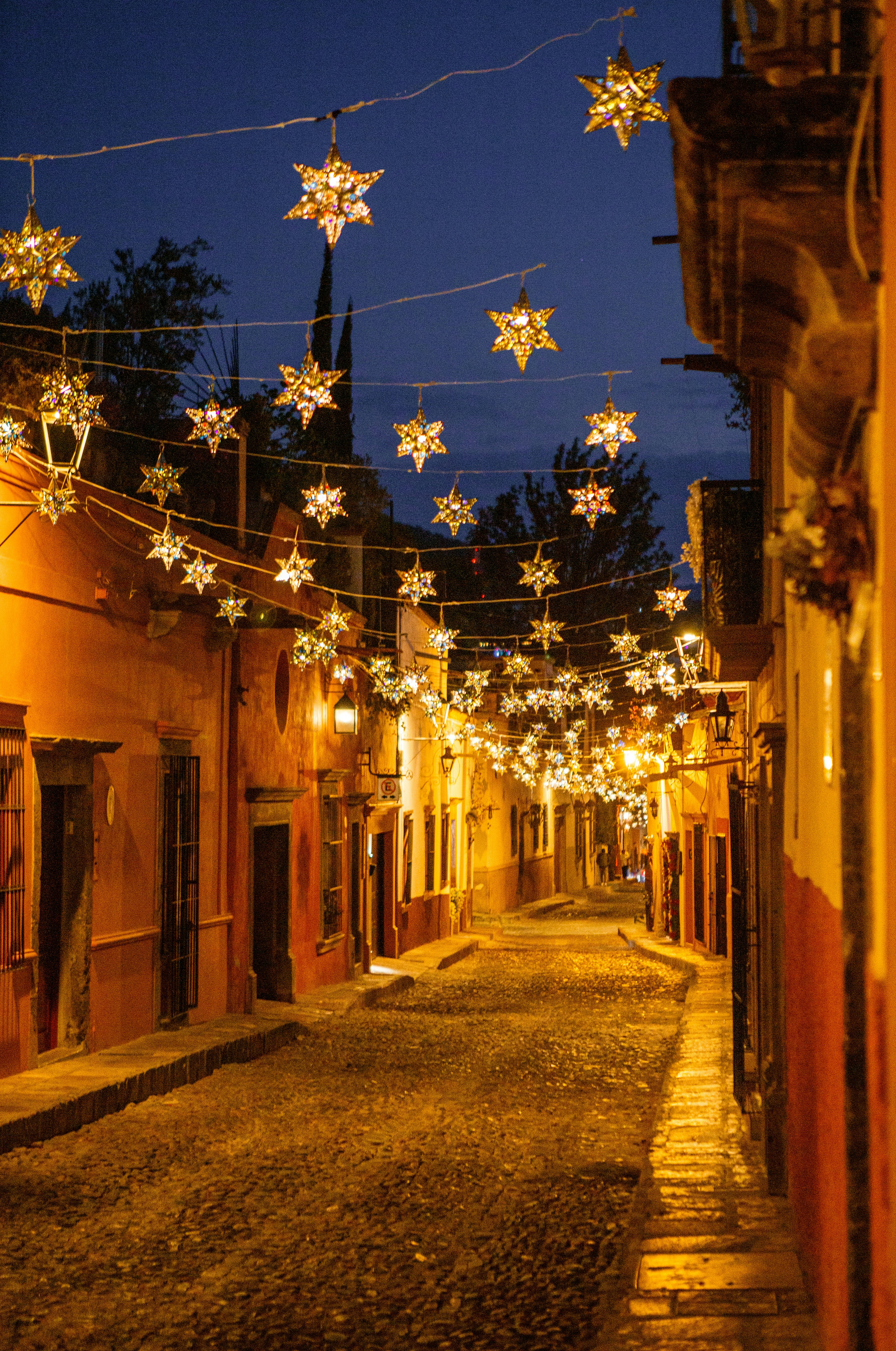 A street with a lot of lights on it