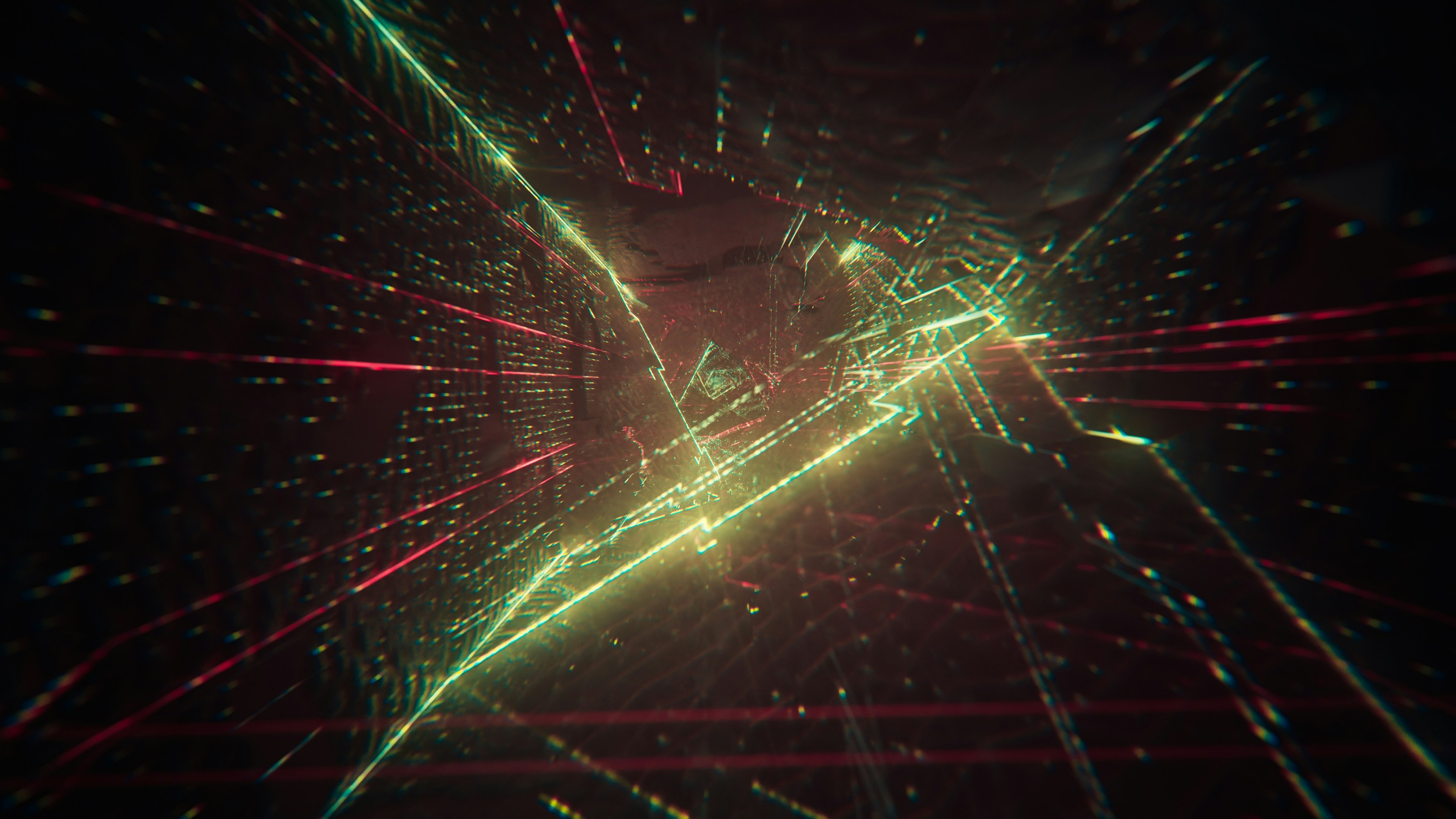 Abstract green and red light