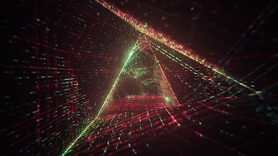 A triangle is shown in a dark room