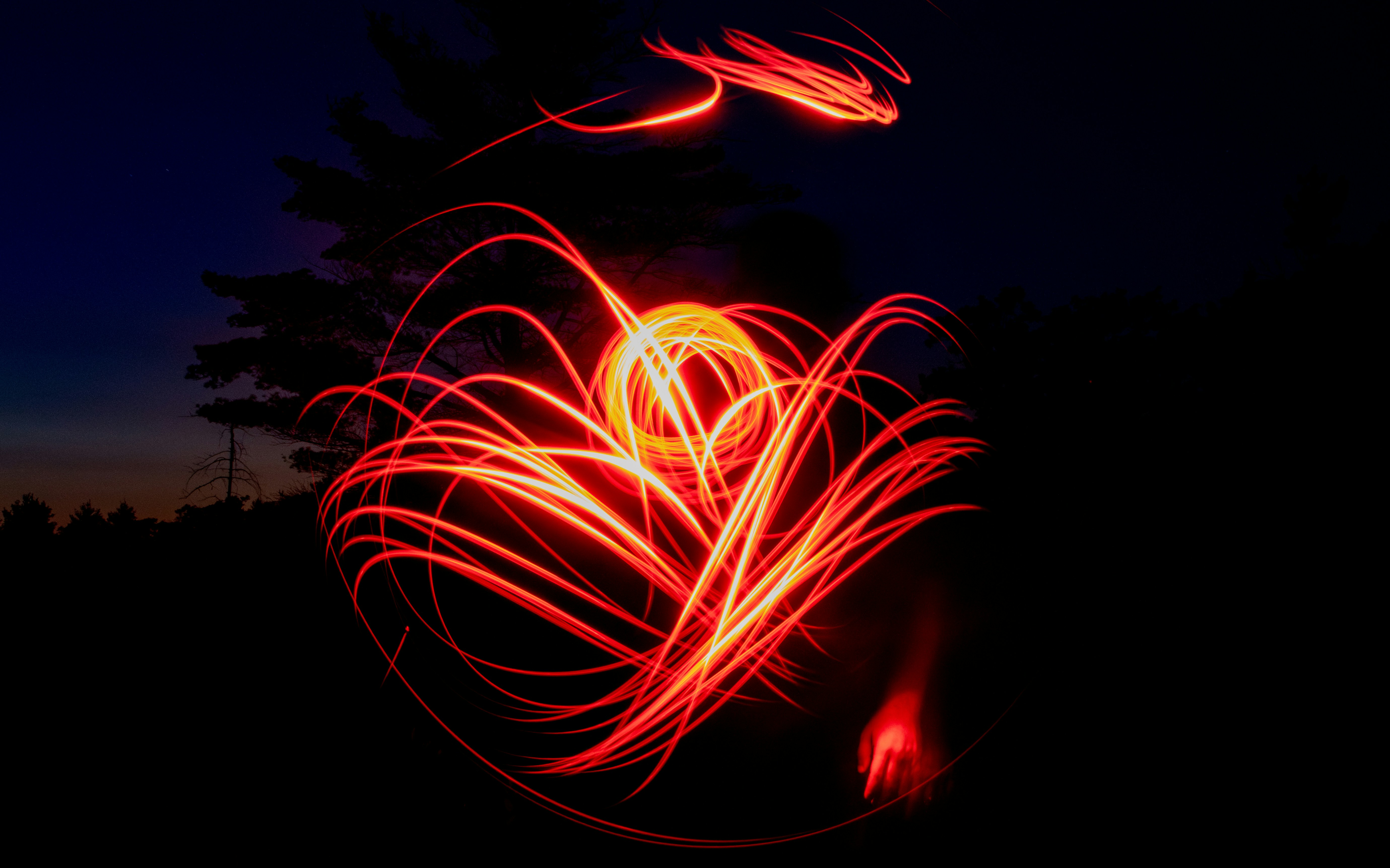 Red light trails heart
