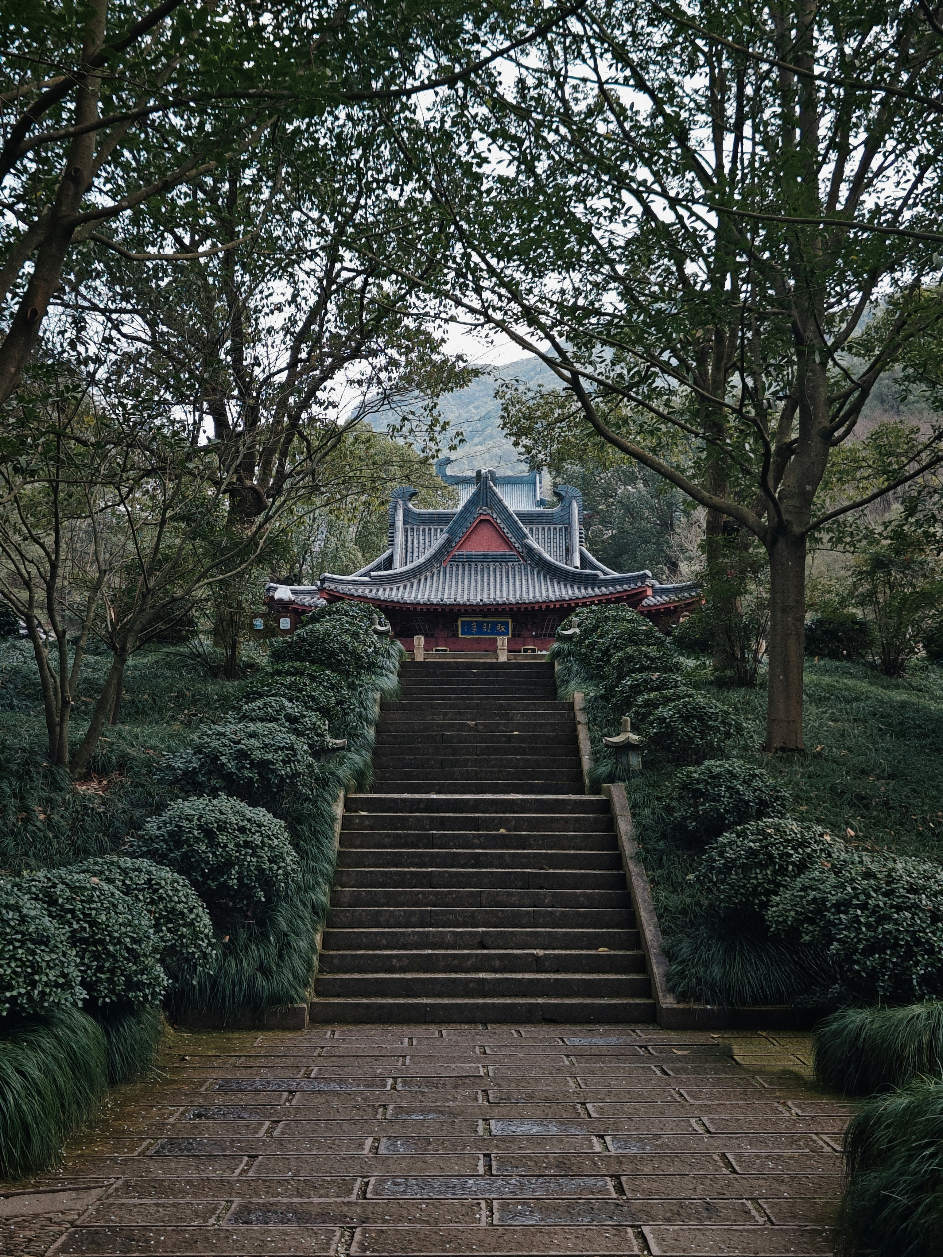 A set of stairs leading up to a building