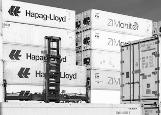 A stack of shipping containers stacked on top of each other