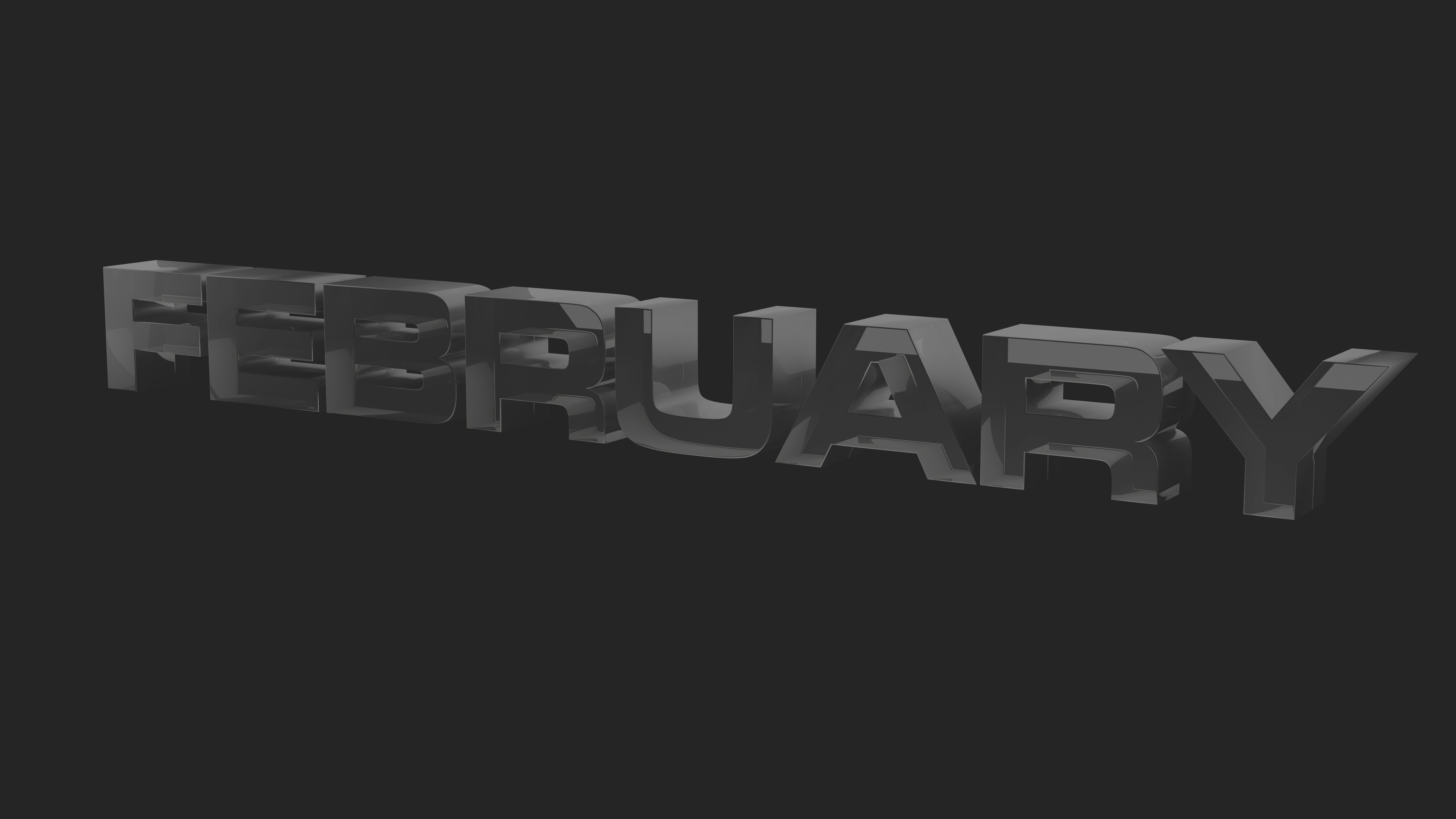 Glass Month Text | February | Blender 3D