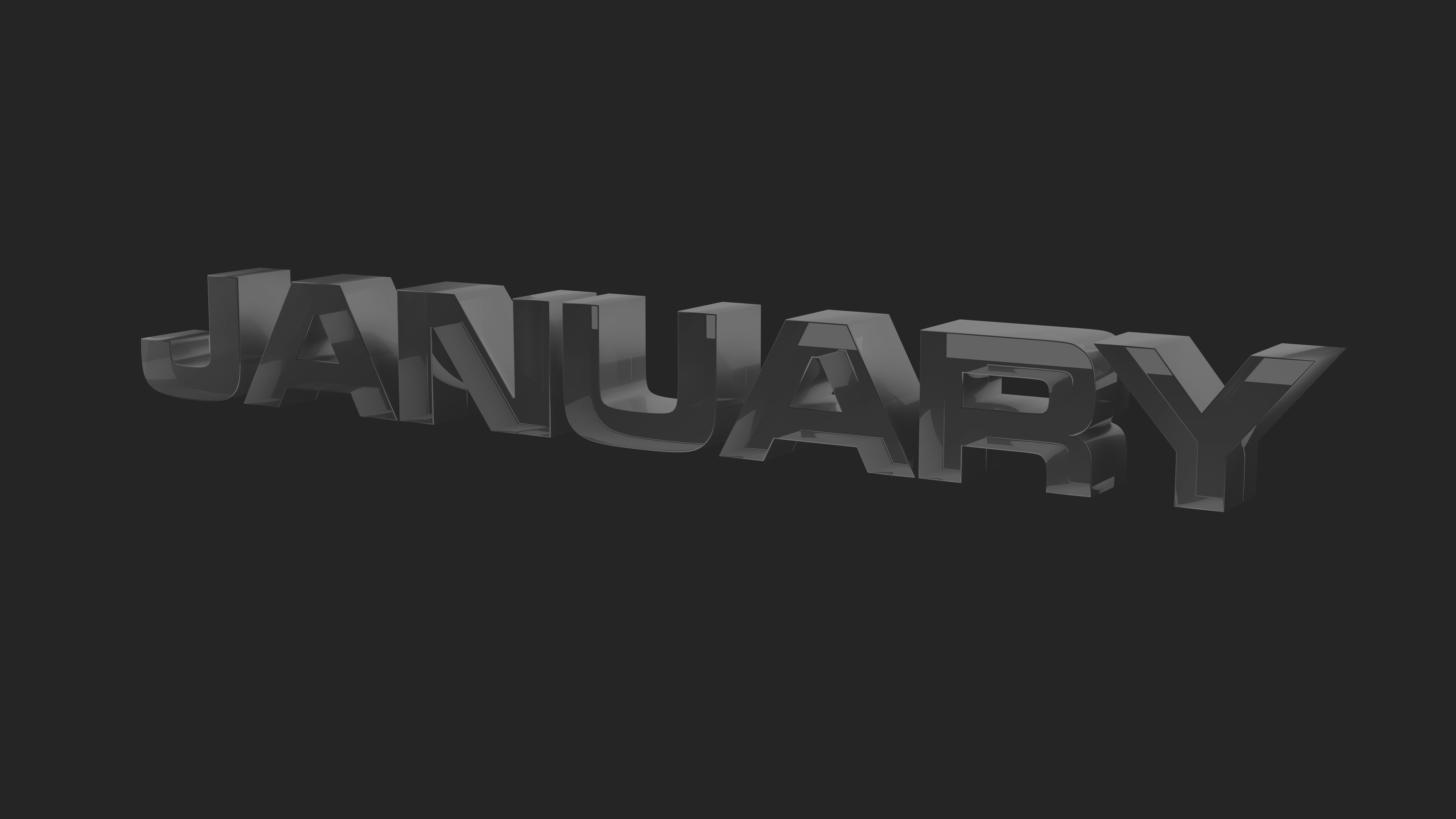 Glass Month Text | January | Blender 3D