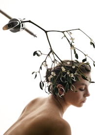 A woman with a flower crown on her head