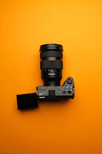 A camera with a lens attached to it