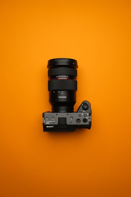 A camera with a lens attached to it