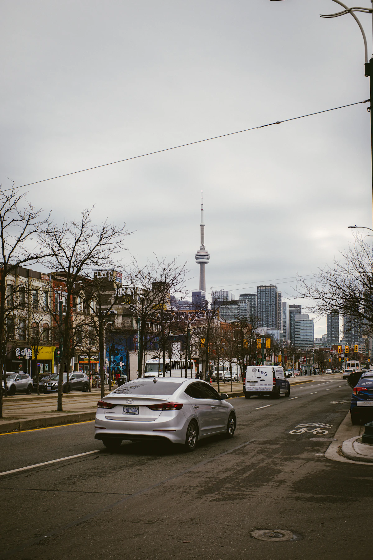 Toronto urban street with parked cars