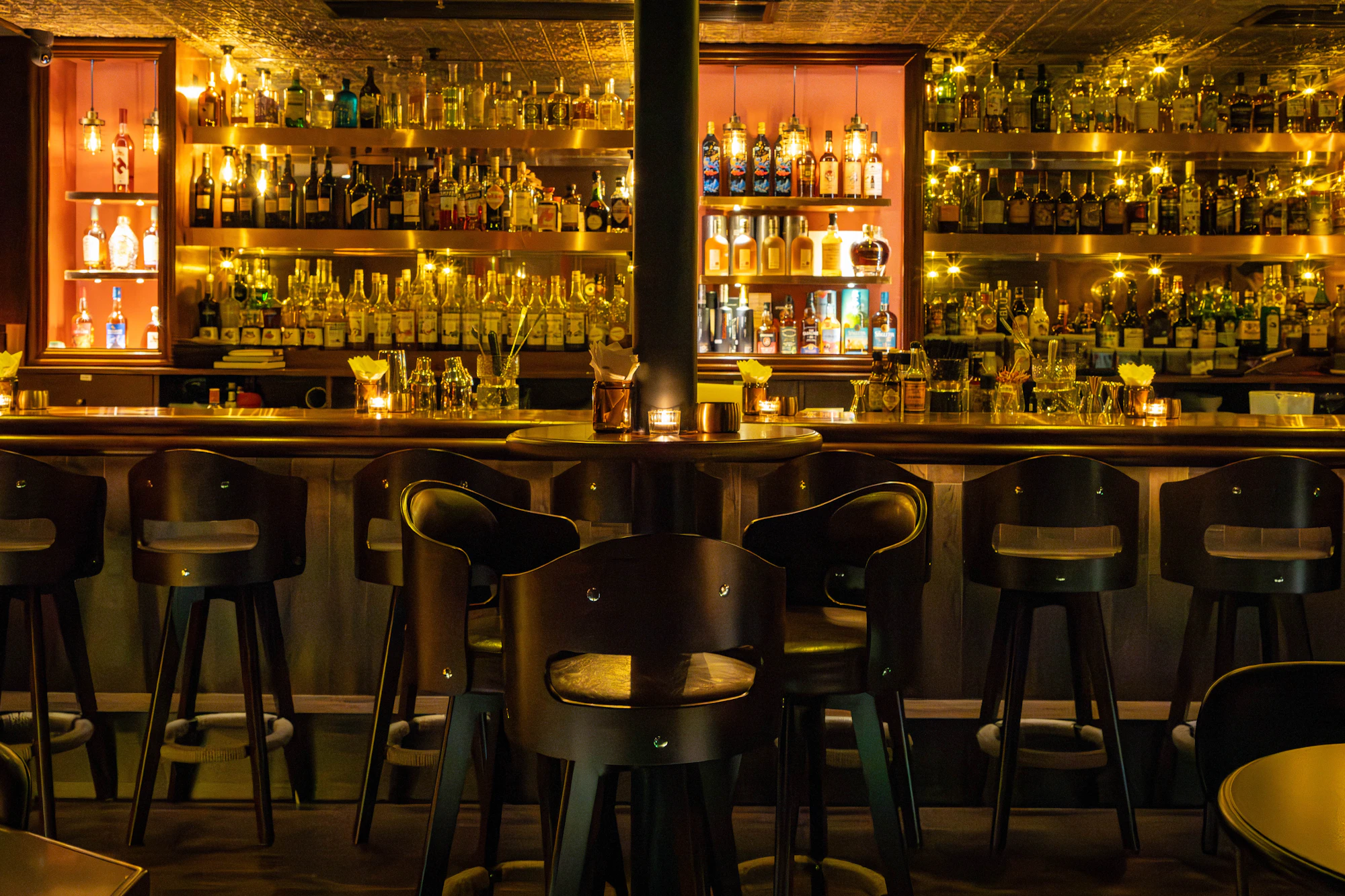 An empty, quiet bar at closing time