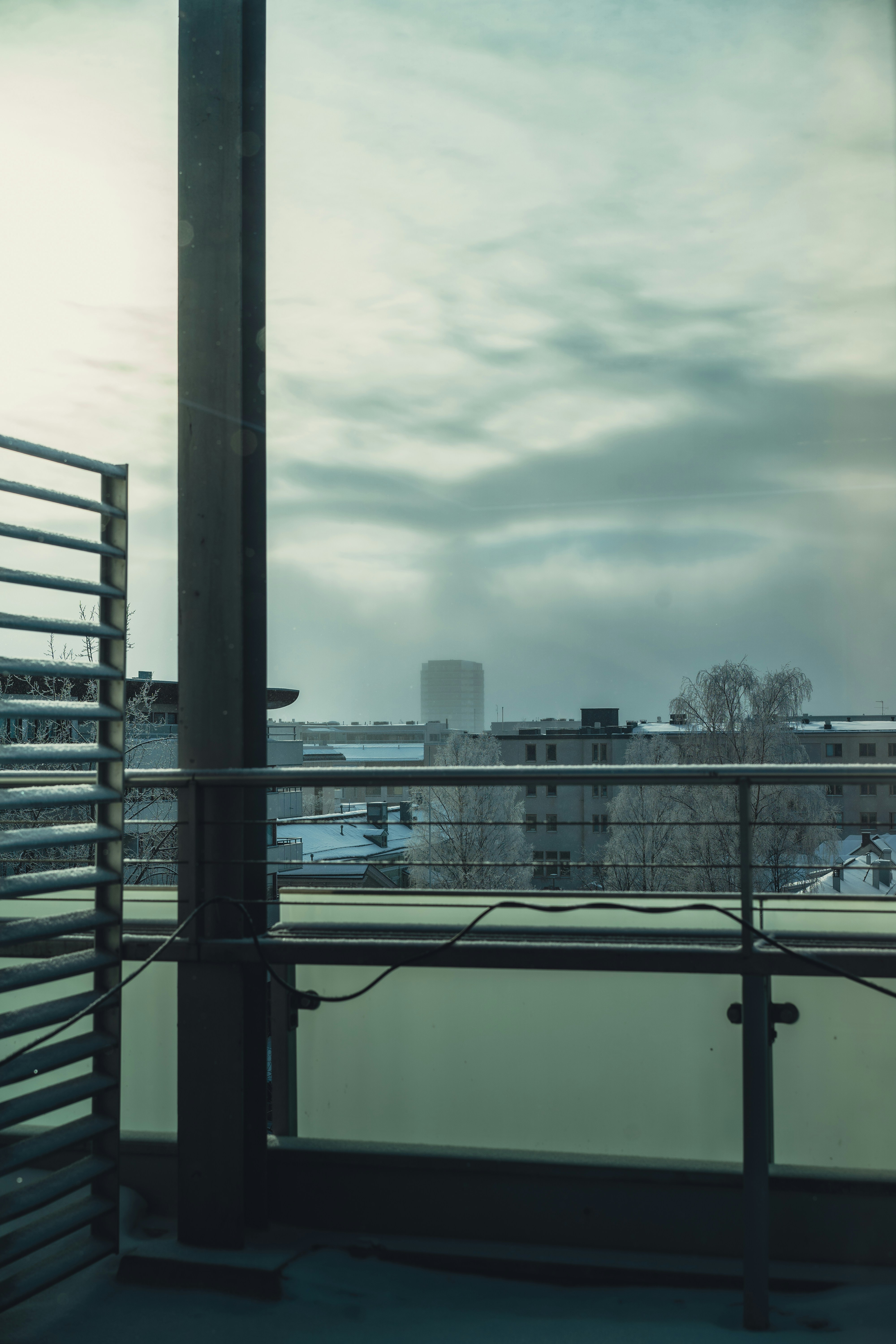 A view of a city from a balcony