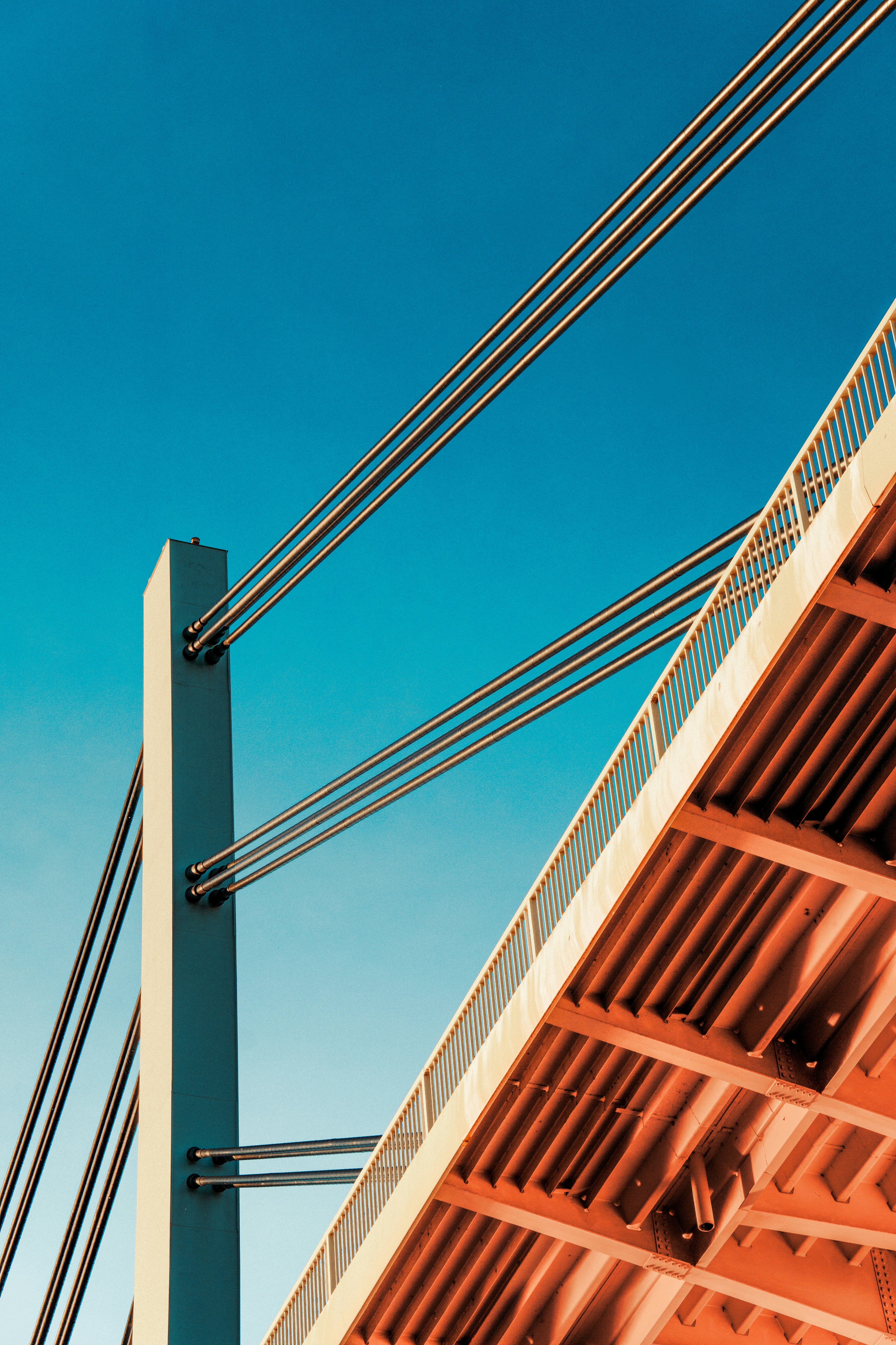 A view of the underside of a bridge