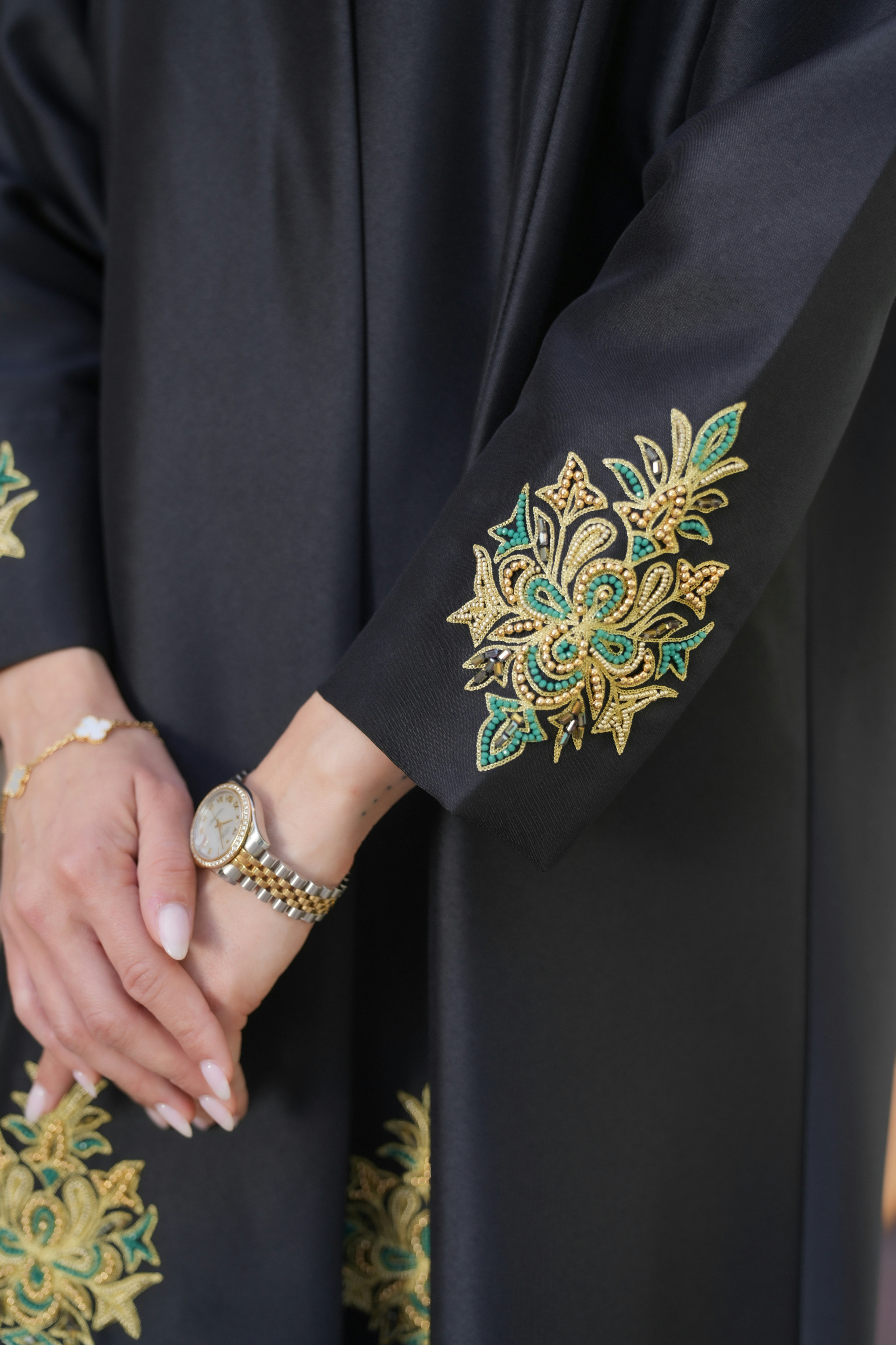 Frock style abaya with intricate patterns