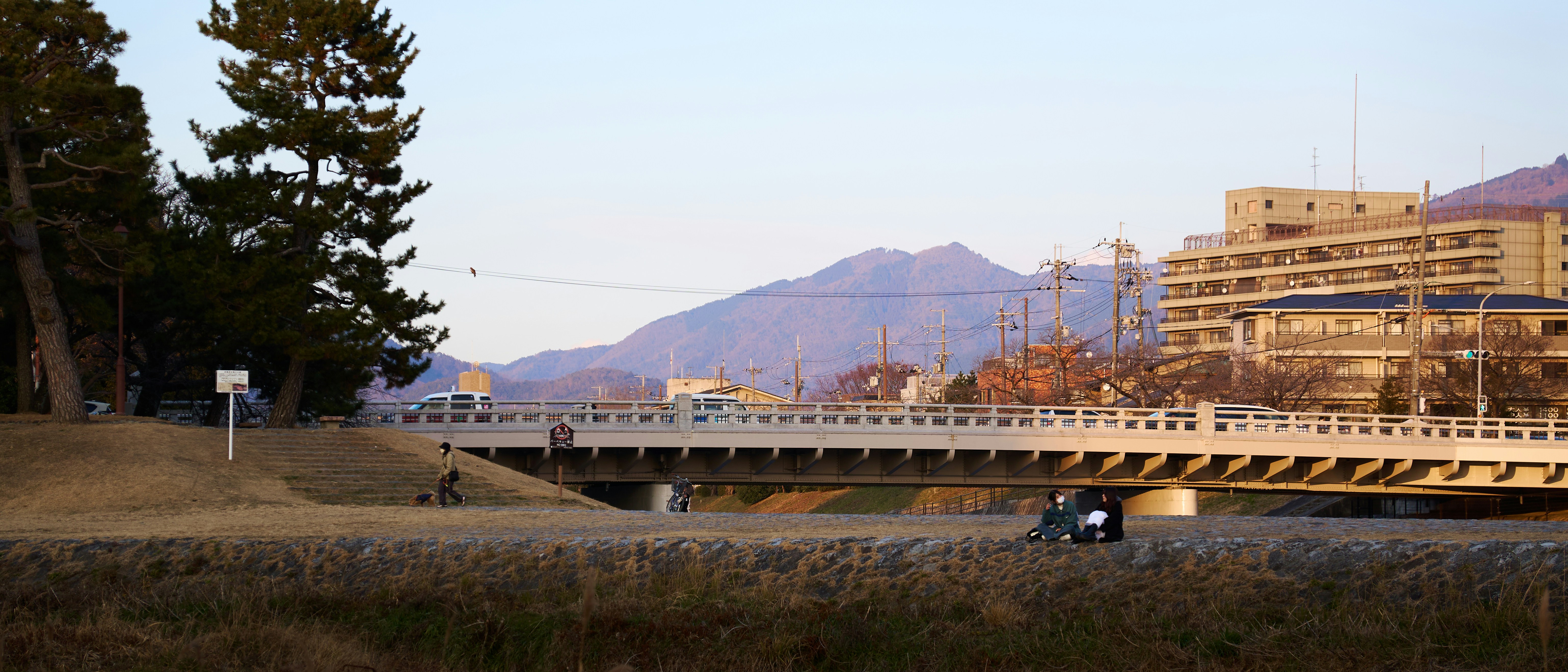 Un pont au-dessus d’un plan d’eau avec un bâtiment en arrière-plan