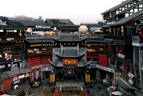 An aerial view of a city with a lot of buildings