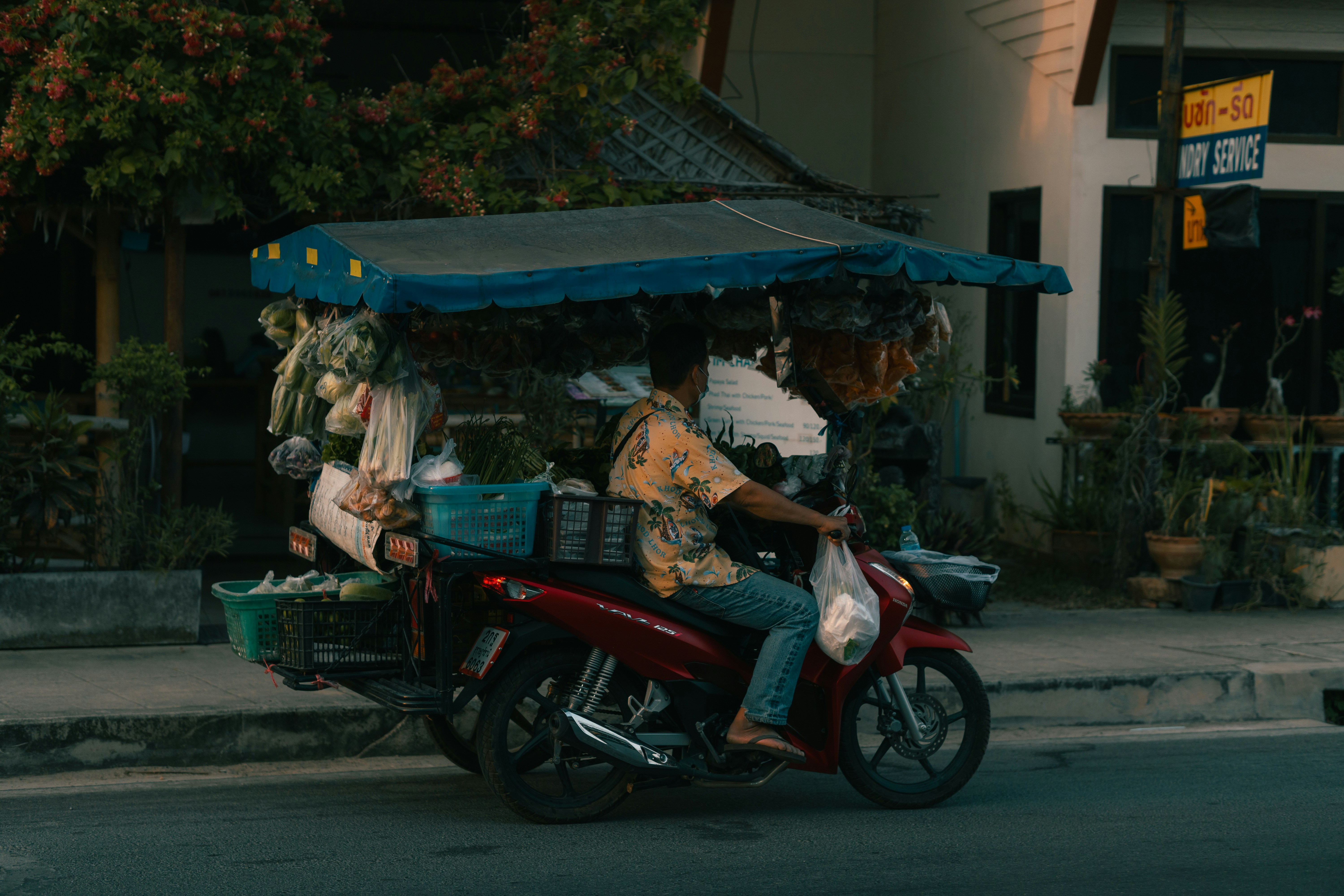 Food and no delivery in Thailand. Mans on duty.