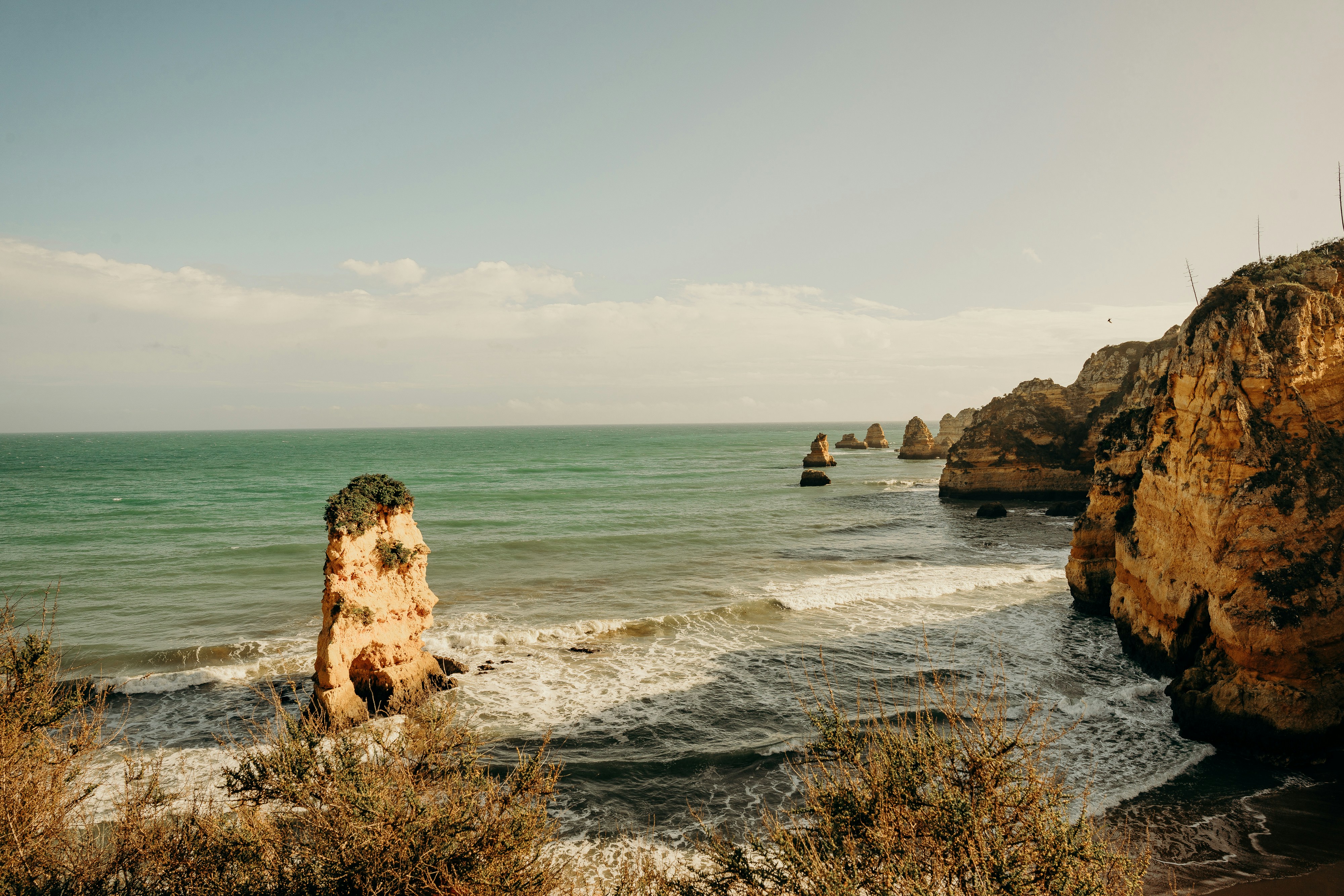 A view of a body of water from a cliff