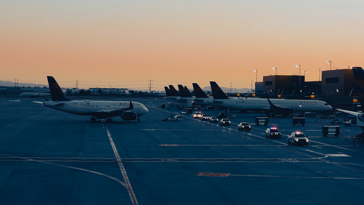 Airport terminal at sunrise