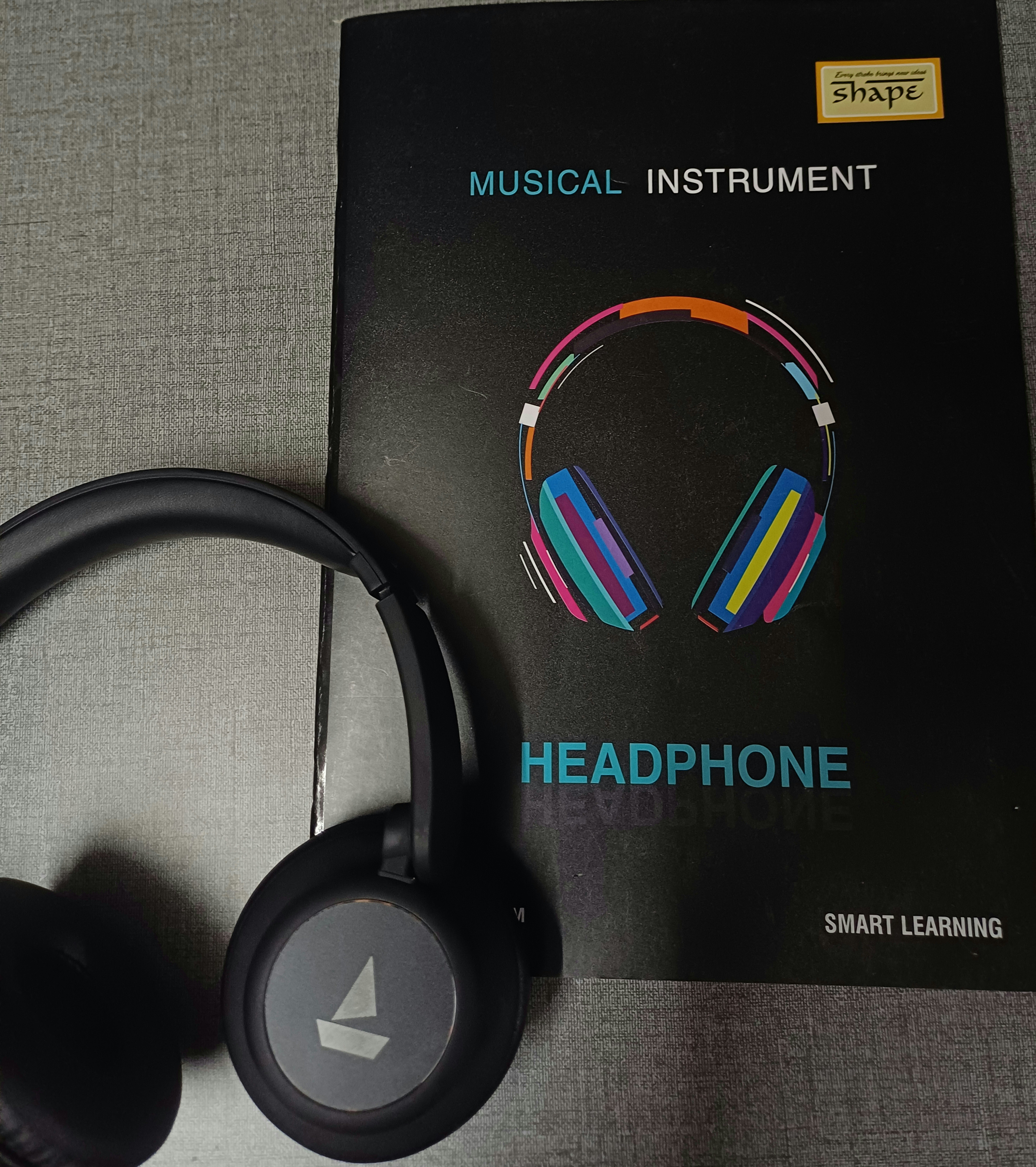 A pair of headphones sitting on top of a book