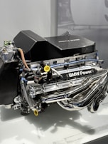A car engine on display in a museum