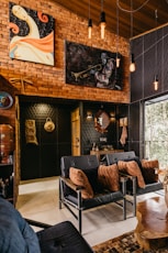 A living room filled with furniture and a large window