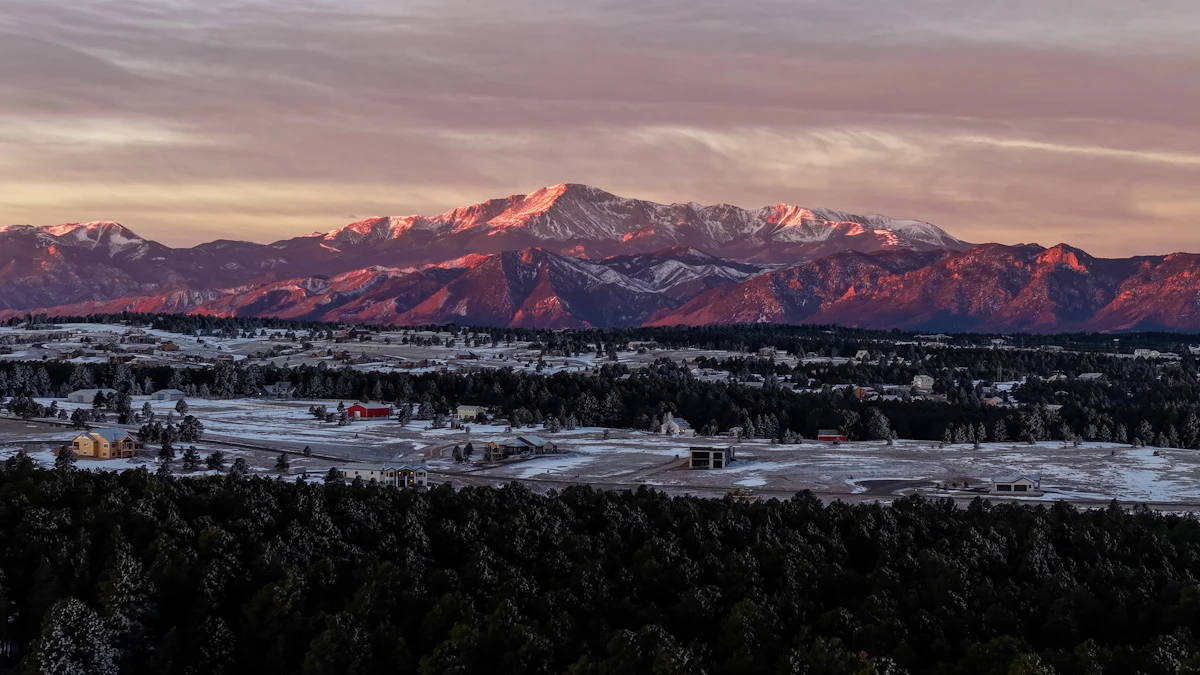 Colorado mountain range at sunset along the Front Range near Colorado Springs