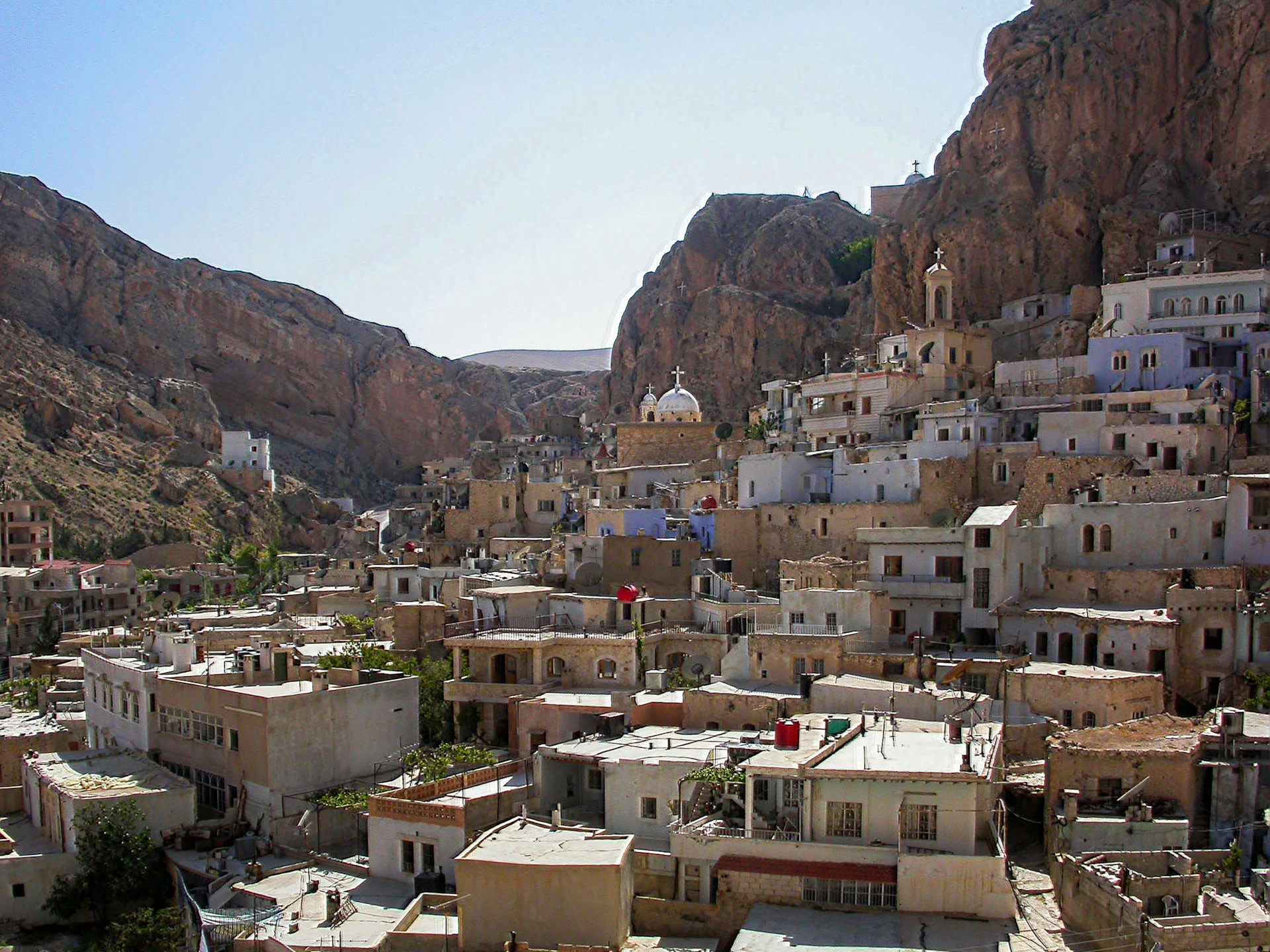 A view of a small village in the mountains
