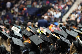 A large group of people in graduation caps and gowns