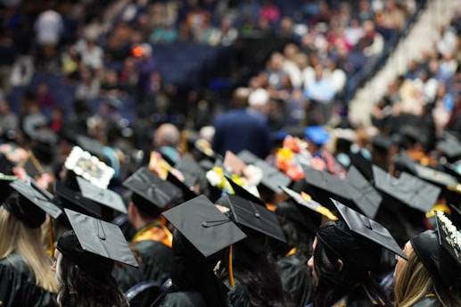 A large group of people in graduation caps and gowns