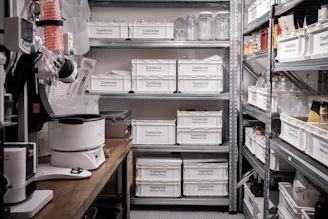 A room filled with lots of shelves filled with lots of boxes