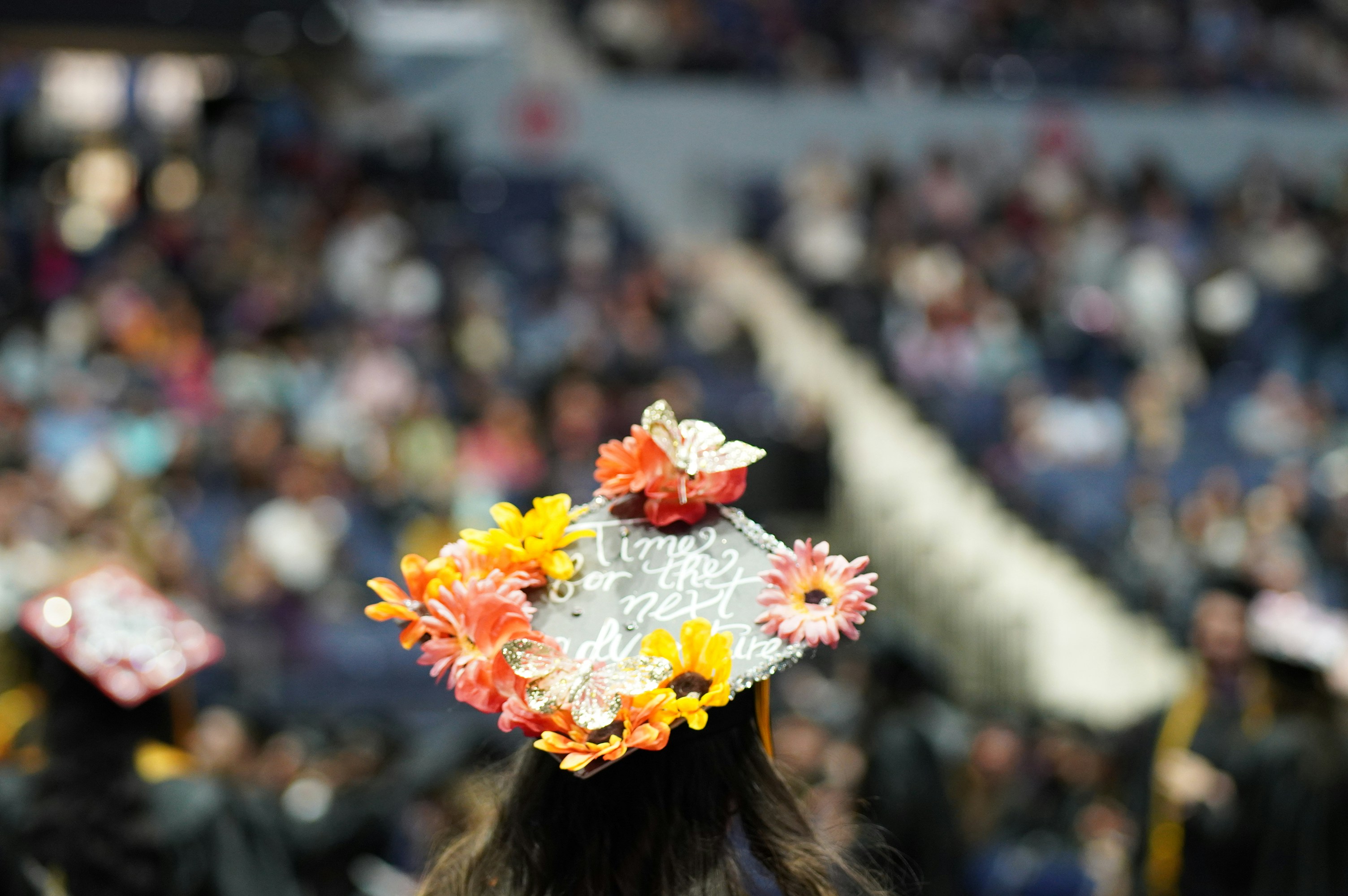 A woman with a flower crown on her head