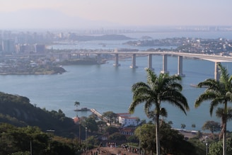 A view of a bridge over a large body of water
