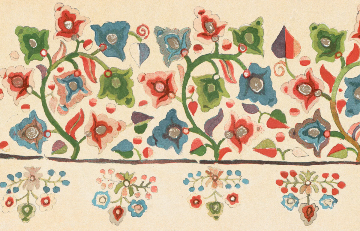 Embroidered symbolic patterns on textile