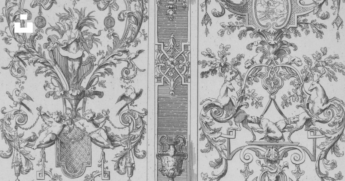 Images Roccoco Panels Ornate rococo style decorative panel with cherubs and foliage photo ...