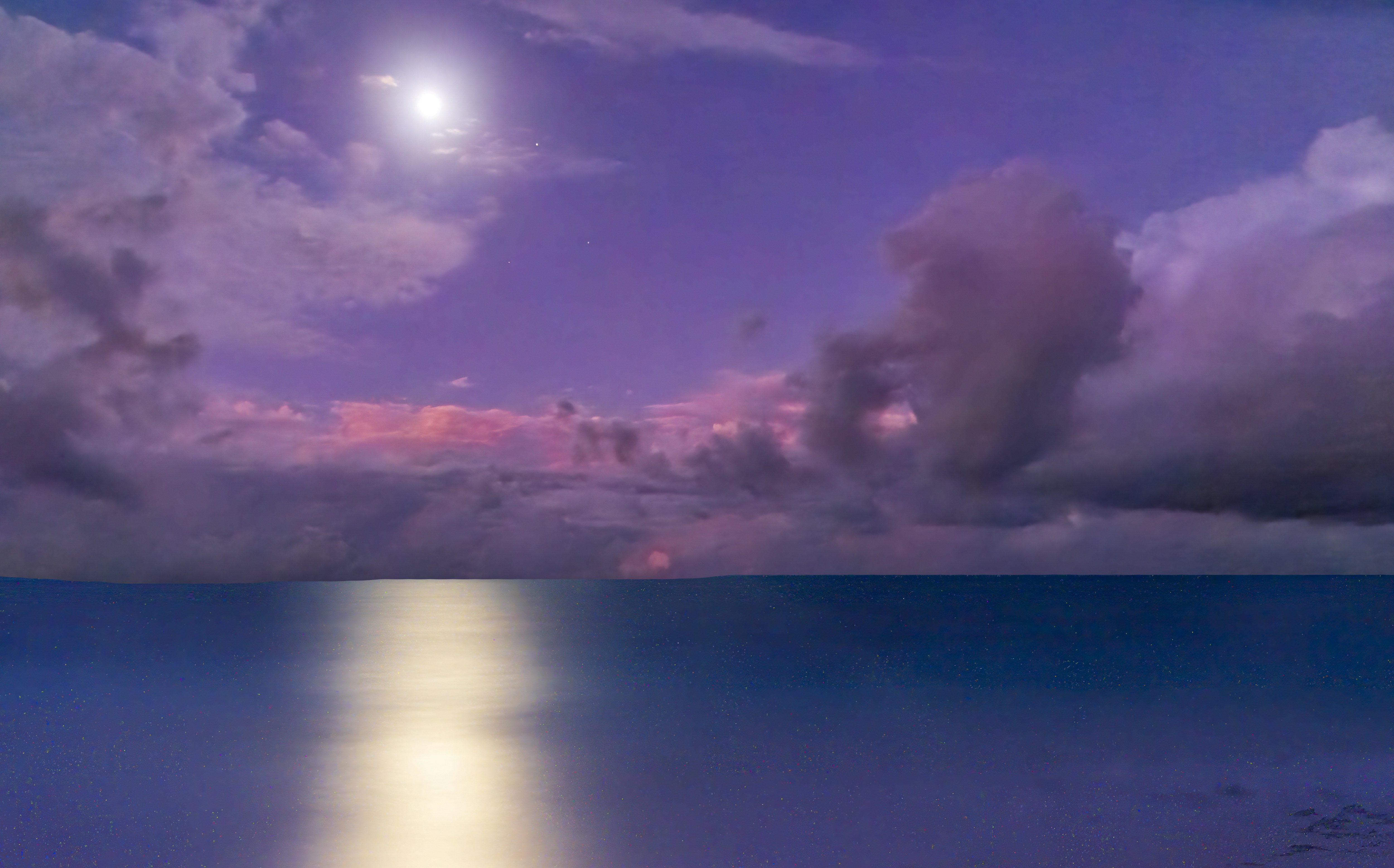 A full moon shines in the sky over the ocean photo – Free Sea Image on ...