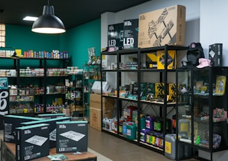 A store filled with lots of shelves filled with items